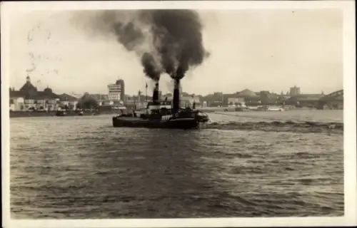Ak Düsseldorf am Rhein, Rheinfront, Dampfschiff auf dem Rhein