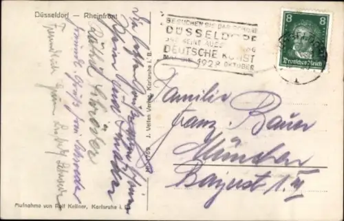 Ak Düsseldorf am Rhein, Rheinfront, Dampfschiff auf dem Rhein