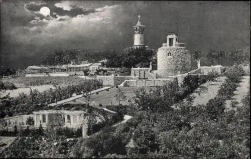 Mondschein Ak Brandenburg an der Havel, Kriegerdenkmal, Bismarckwarte