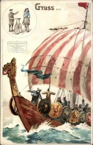 Künstler Litho Bohrdt, Hans, Wikingerschiff, Stukenbrok Fahrräder