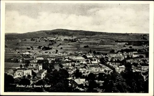 Ak Kendal Cumbria England, Gesamtansicht, Queen's Road