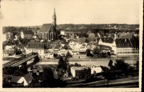 Ak Steyr in Oberösterreich, Stadtansicht, Kirche, Brücke, Häuser, Fluss