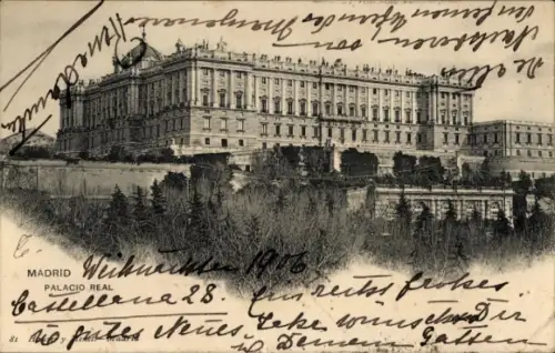 Ak Madrid Spanien, Palacio Real,  Weihnachtsgrüße, 