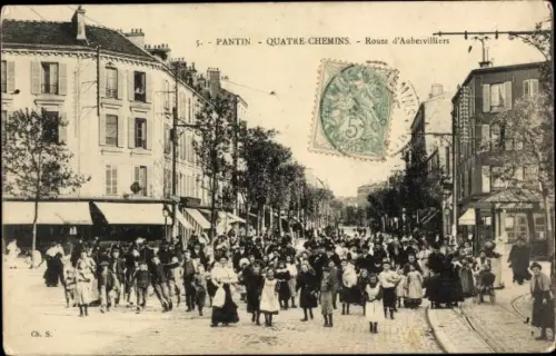 Ak Pantin Seine Saint Denis, Quatre Chemins, Route d'Aubervilliers