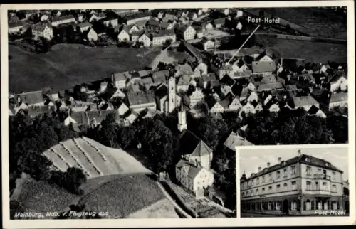 Ak Mainburg in der Hallertau Niederbayern, Fliegeraufnahme, Post Hotel