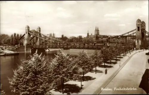 Ak Wrocław Breslau Schlesien, Freiheitsbrücke