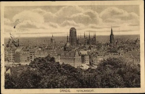 Ak Gdańsk Danzig, Gesamtansicht