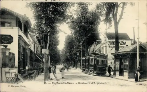 CPA Enghien-les-Bains Val d'Oise, Boulevard d'Argenteuil, tram
