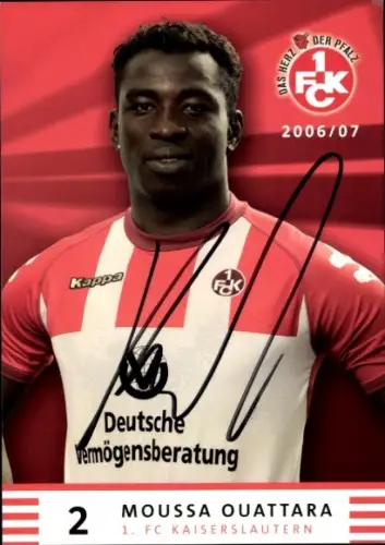 Autogrammkarte Fußballer Moussa Ouattara, 1. FC Kaiserslautern, Autogramm