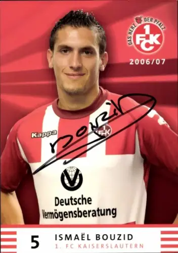 Autogrammkarte Fußballer Ismael Boouzid, 1. FC Kaiserslautern, Autogramm