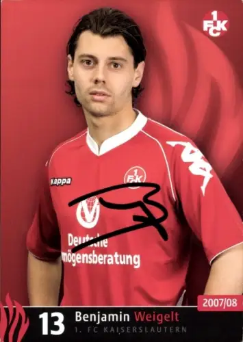 Autogrammkarte Fußballer Benjamin Weigelt, 1. FC Kaiserslautern, Autogramm
