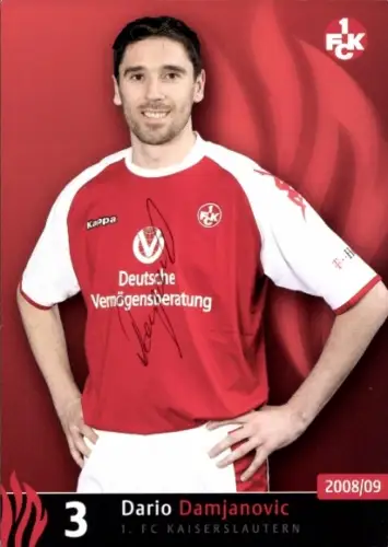 Autogrammkarte Fußballer Dario Damjanovic, 1. FC Kaiserslautern, Autogramm