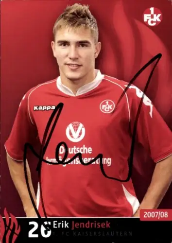 Autogrammkarte Fußballer Erik Jendrisek, 1. FC Kaiserslautern, Autogramm