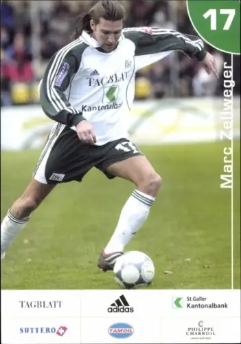 Autogrammkarte Fußballer Marc Zellweger, FC 1879 SG St. Gallen