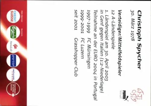 Autogrammkarte Fußballer Christoph Spycher, SFV ASF, Schweiz