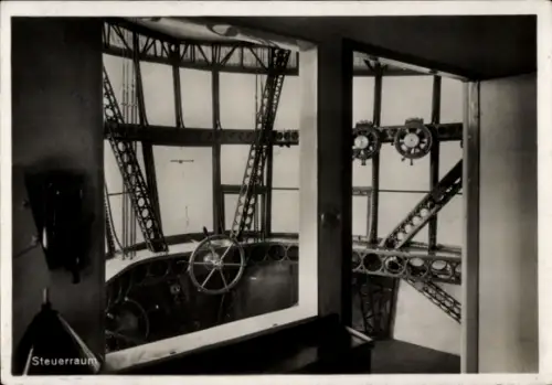 Ak Steuerraum eines Luftschiffes, LZ 127 Graf Zeppelin, Steuerrad