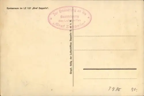 Ak Speiseraum im Luftschiff LZ 127 Graf Zeppelin, Innenansicht