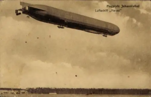 Ak Flugplatz Johannisthal, Luftschiff Hansa