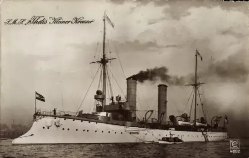 Ak Deutsches Kriegsschiff, SMS Thetis, Kl. Kreuzer, Kaiserliche Marine