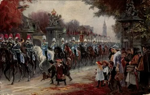 Künstler Ak Dragoner-Regiment Königin Olga, 1. Württ. No. 25, Parade