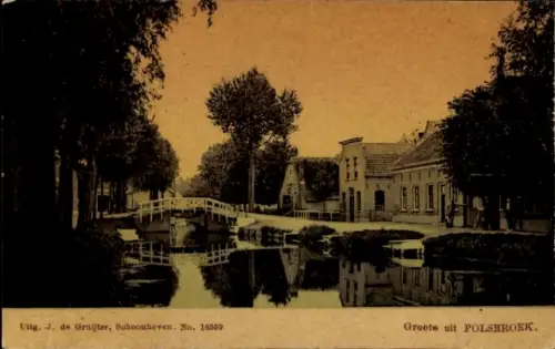 Ak Polsbroek Utrecht Niederlande, Ortspartie, kleine Brücke