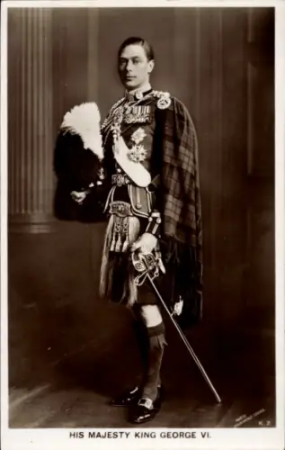 Ak King George VI, König von Großbritannien im Kilt, Portrait