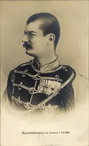 Ak Alexander, König von Serbien, Portrait