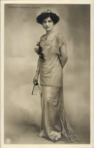 Ak Prinzessin Helene von Serbien, Standportrait, Fächer