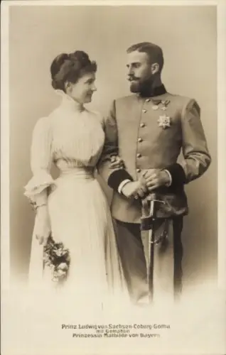 Ak Prinz Ludwig von Sachsen-Coburg-Gotha, Prinzessin Mathilde von Bayern