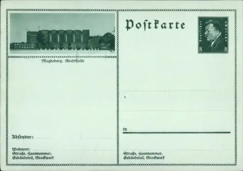 Ganzsachen Ak Magdeburg an der Elbe, Stadthalle, P 189/35