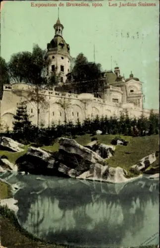 Ak Brüssel, Weltausstellung 1910, Les Jardins Suisses, Schweizer Gärten