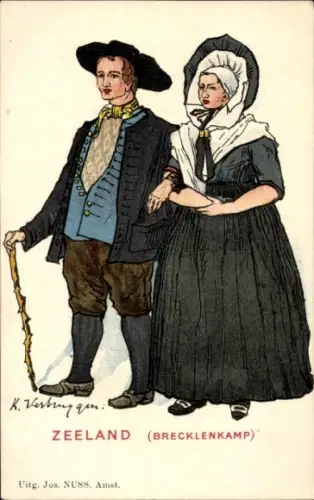 Ak Zeeland, Brecklenkamp, Menschen in Volkstrachten
