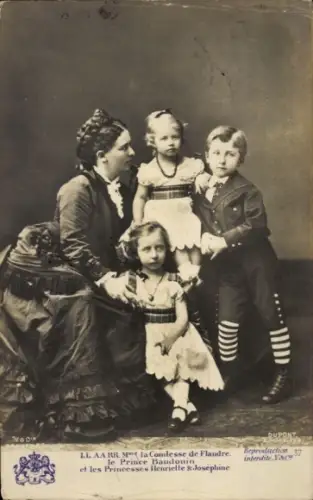 Ak Maria von Hohenzollern-Sigmaringen, Prinz Baudouin, Prinzessinnen Henriette, Josephine