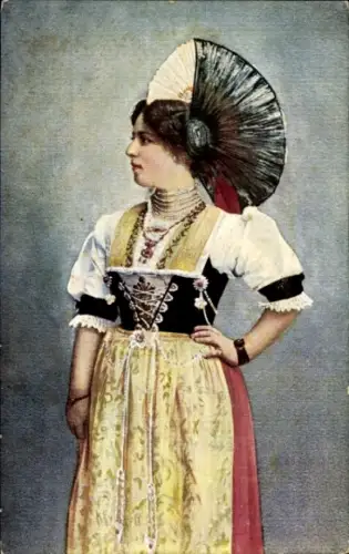 Ak Appenzellerin, Festtracht, Frau in Schweizer Volkstracht