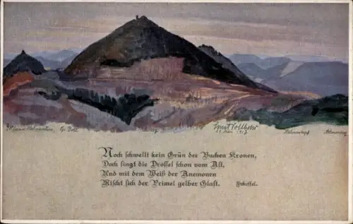 Ak Gedicht von Scheffel, Noch schwellt kein Grün..., Rehberg