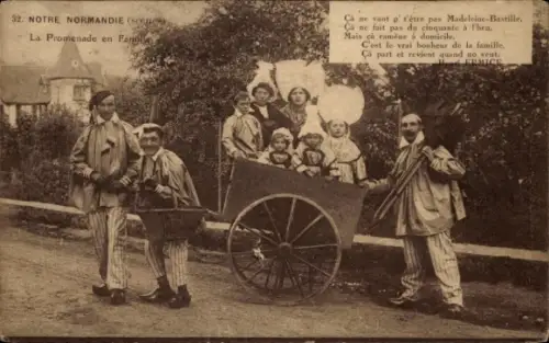 Ak Normandie, Familie in Volkstrachten