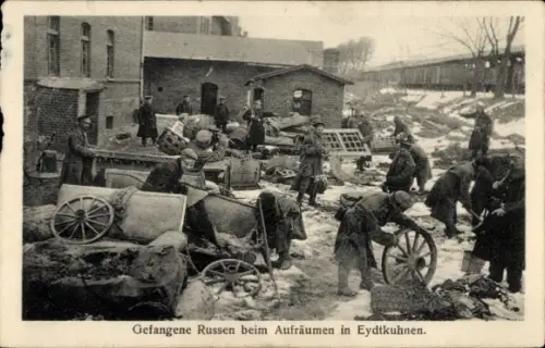 Ak Tschernyschewskoje Eydtkuhnen Eydtkau Ostpreußen, Gefangene Russen, Aufräumen, Eydtkuhnen