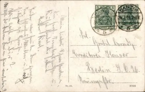 Ak Gdańsk Danzig, Neptunbrunnen,  Brunnen mit Statue,  