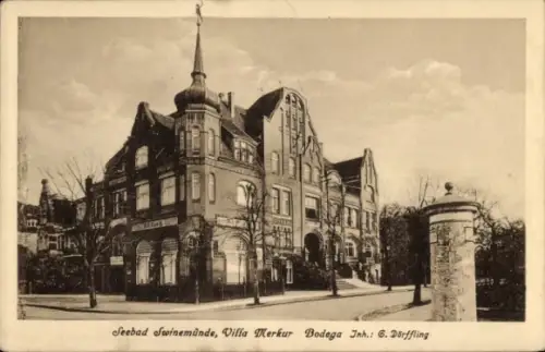 Ak Świnoujście Swinemünde Pommern, Seebad  Villa Merkur, Bodega, Jnh.: 6. Dörffling