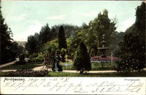 Ak Nordhausen am Harz, Promenade