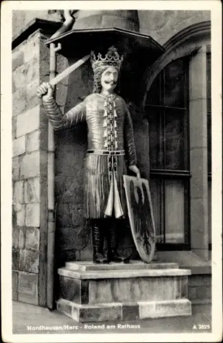 Ak Nordhausen am Harz, Roland am Rathaus