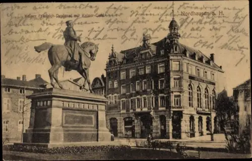 Ak Nordhausen am Harz, Kaiser Friedrich Denkmal, Kaiser Café