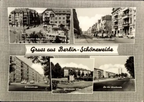 Ak Berlin Treptow Niederschöneweide, Schnellerstraße, Brückenstraße, Wilhelminenhofstr., Straßenbahn