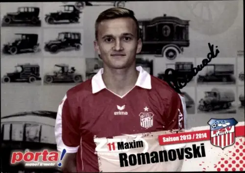 Autogrammkarte Fußballer Maxim Romanovski, FSV Zwickau, Autogramm