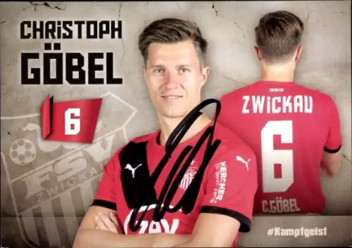 Autogrammkarte Fußballer Christoph Göbel, FSV Zwickau, Autogramm