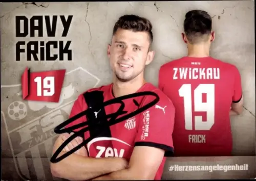 Autogrammkarte Fußballer Davy Frick, FSV Zwickau, Autogramm