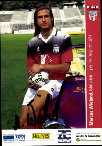 Autogrammkarte Fußballer Marcus Wieland, FSV Zwickau, Autogramm