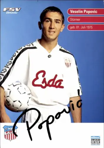 Autogrammkarte Fußballer Veselin Popovic, FSV Zwickau, Autogramm