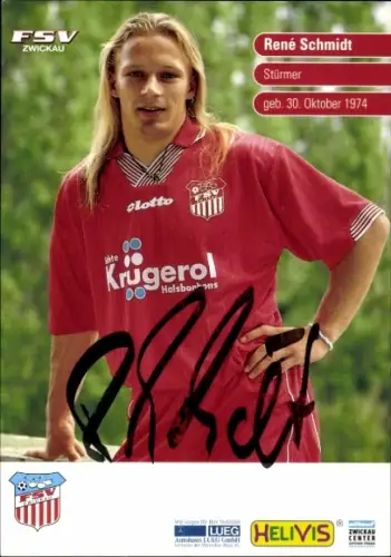 Autogrammkarte Fußballer René Schmidt, FSV Zwickau, Autogramm