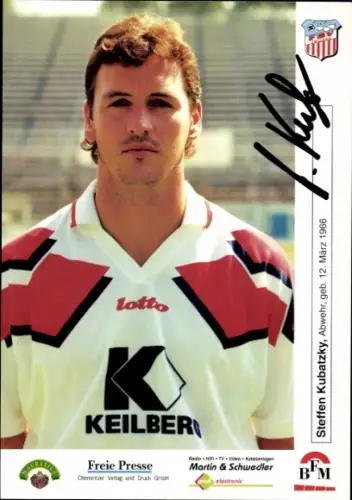 Autogrammkarte Fußballer Steffen Kubatzky, FSV Zwickau, Autogramm